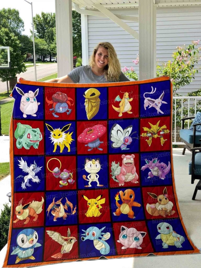 Pokémon Quilt BlanketGift For Pokémon Characters Fans Quilt Etsy
