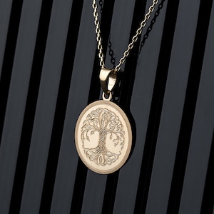 Tree of Life Necklace 14K Solid Gold, Family Tree Necklace, Dainty Locket Necklace, Gift for Mother