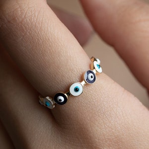 Evil Eye Ring, 14k Solid Gold Minimal Evil Eye Ring, Dainty Eye Ring, Everyday Good Luck Ring, Minimal Eye Ring, Birthday Gift