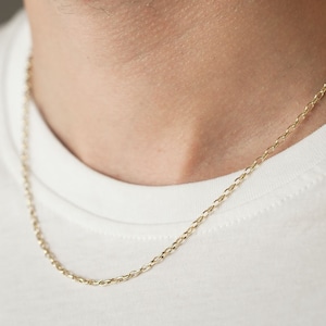 Men&#39;s Gold Cable Chain Necklace, 14k Real Gold Chain for Man, 2.60x3.90mm, Gift for Him