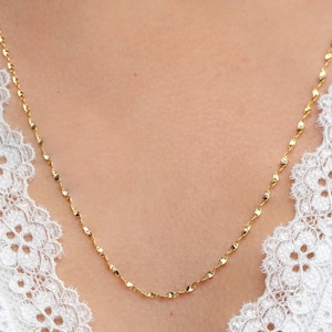 14K Gold Twisted Singapur Kette | Zierliche Layering Halskette Kette | Elegantes Geschenk für Sie Gedrehte Kette | Kette für Anhänger
