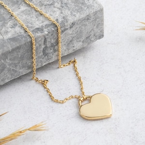 14kt Real Gold Love Pendant, 14K Gold Customized Heart Pendant, Minimalist Dainty Heart Charm, Delicate Gift for Her, Engraving Necklace