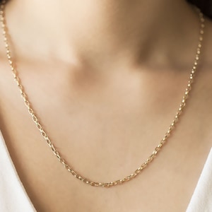 14K Yellow Gold Cable Link Chain, Real Gold Chain Necklace for Women and Men, Gift for Girlfriend, Oval Link Chain, Chain for Charms