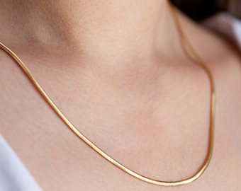 14K Yellow Gold Snake Necklace/ Gold Snake Necklace Chain/ 50cm(20inches) Gold Chain / 2.15mm Width Snake Chain / Solid Gold Snake Chain