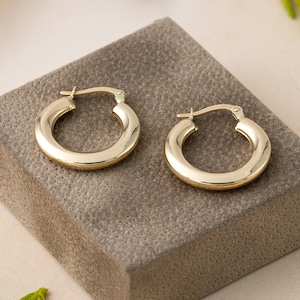 14k Gelbgold Bold Creolen - 20 mm Durchmesser - 3,50 mm Breite, klassische klobige Creolen | Geschenk für Tochter