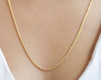 14K geel gouden touw ketting/gouden touw ketting ketting/55cm(21inches) gouden ketting/dunne of dikke breedte touw ketting/massief gouden touw ketting