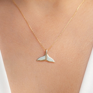 14K Gold Whale Tail Necklace, 14k Yellow Gold Tail Charm Pendant, Mermaid Tail, Summer Necklaces, Layered Necklace, Fish Tail Necklace