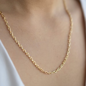 14k Yellow Gold Cable Chain Necklace, 14K Real Gold Cable Necklace, Cable Link Necklace, Chain for Pendant or Charm, Layering Chain