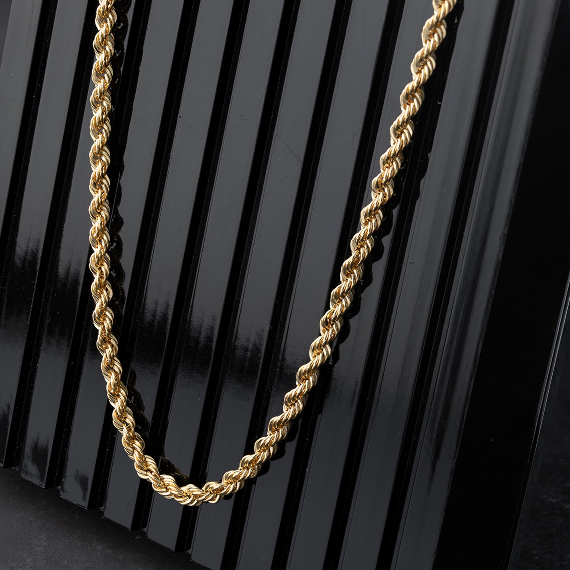 14K Solid Gold Rope Necklace | Gold Rope Necklace Chain | Thick or Thin ...