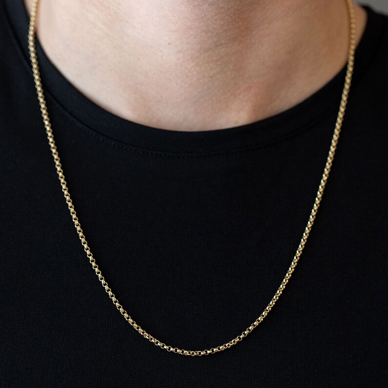Solid 14K Gold Rolo Cable Chain Men Gold Chain Real 14k Gold Etsy