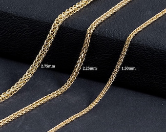 14 kt geelgouden vossenstaartketting/gouden Palma-kettingketting/2,00 mm brede Palma-ketting/massief gouden Palma-ketting