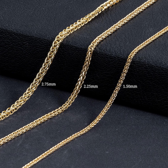 14K Yellow Gold Fox Tail Necklace/ Gold Palma Necklace Chain/ 55cm