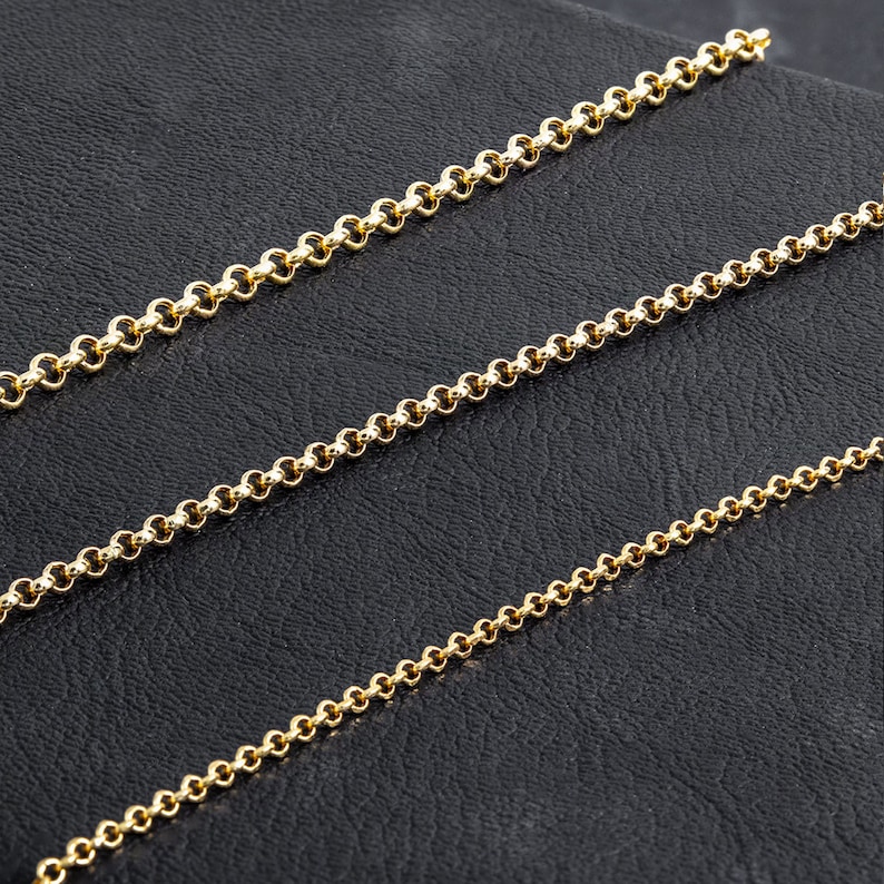 Massief 14K gouden Rolo-kabelketting, heren gouden ketting, echte 14k gouden kabelketting, dikte: 2 mm 2,50 mm 3 mm, 50 cm 20 inc 60 cm 24 inc afbeelding 2