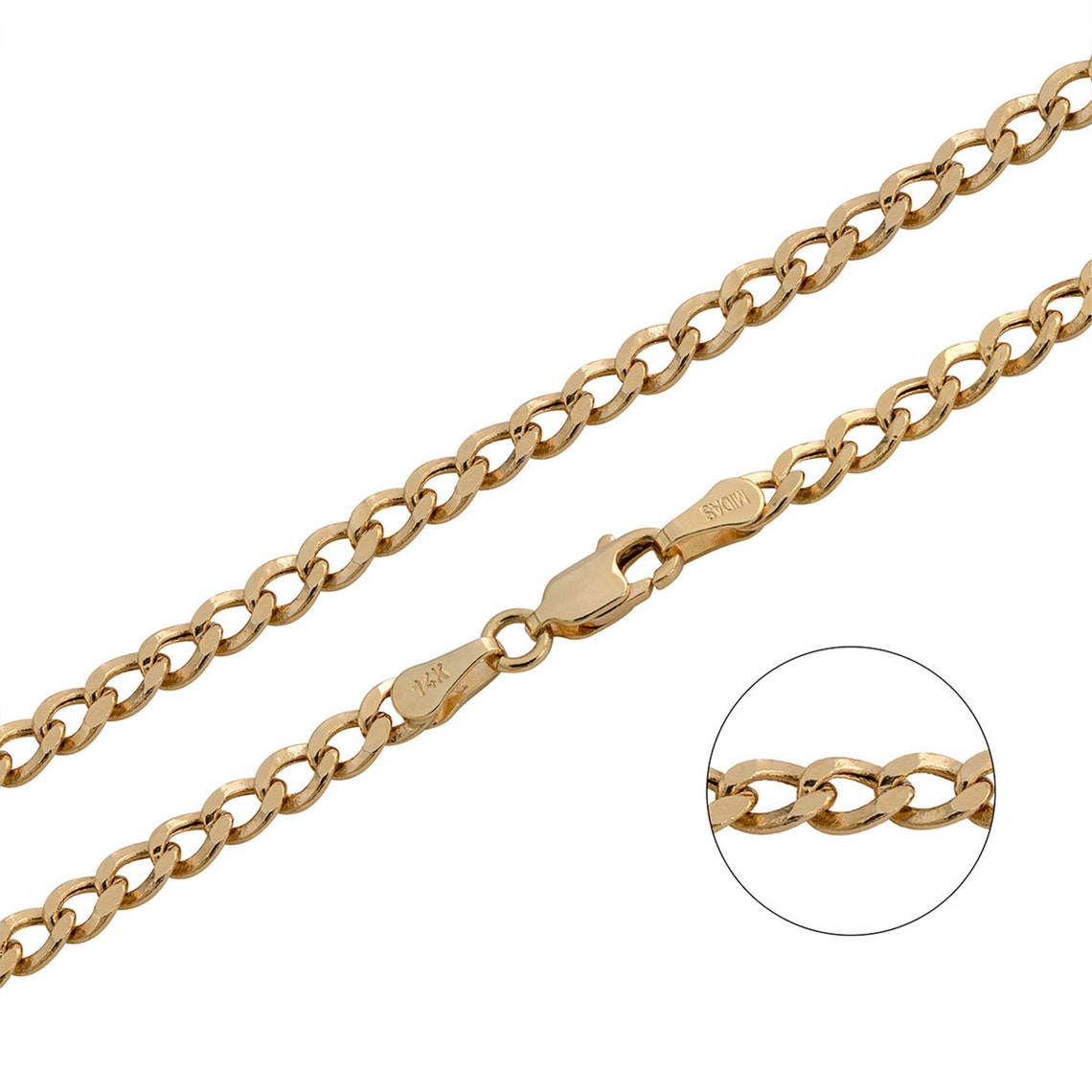 Solid 14K Gold Miami Cuban Curb Chain 14kt Gold Chain for Etsy