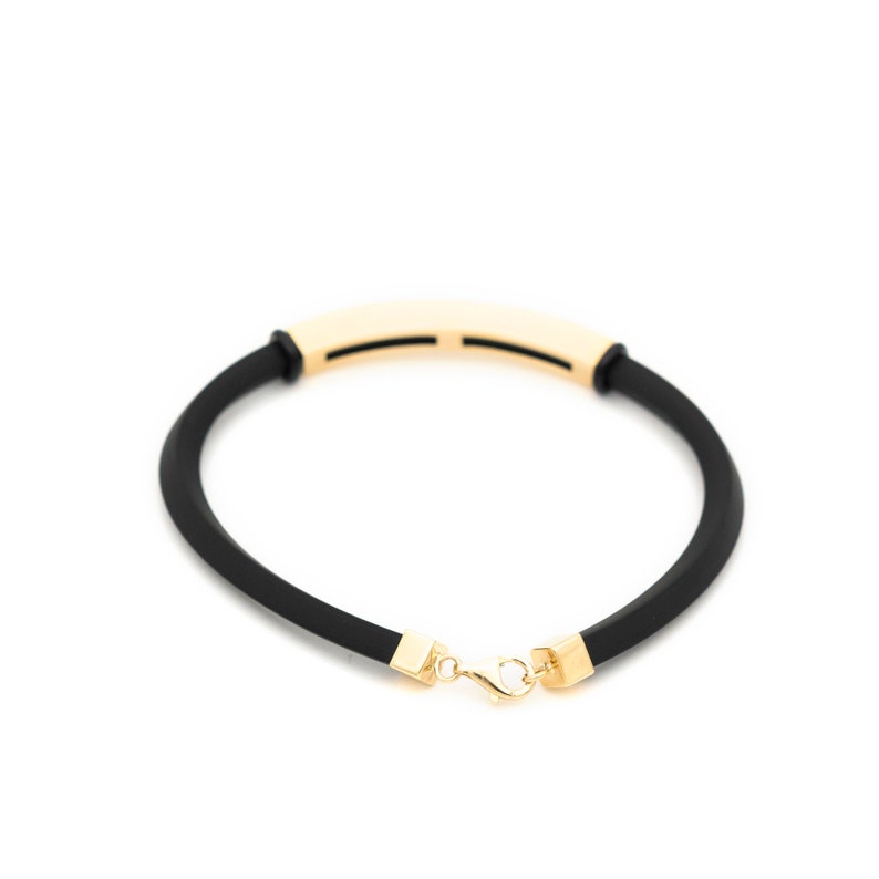 14K Men's Real Gold Name Bracelet Solid Gold Black Etsy