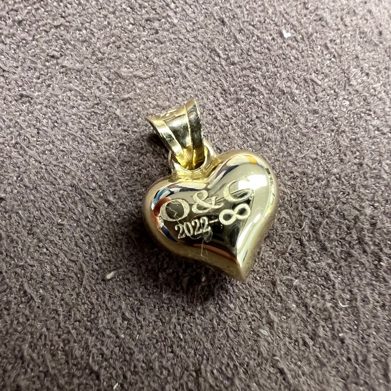 14k Gold 3D Heart Necklace, Puffy Heart Pendant with Sequin Chain, Everyday Necklace, 14kt Real Gold Love Pendant image 4