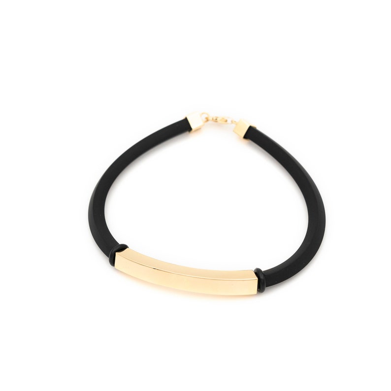 14K Men's Real Gold Name Bracelet Solid Gold Black Etsy