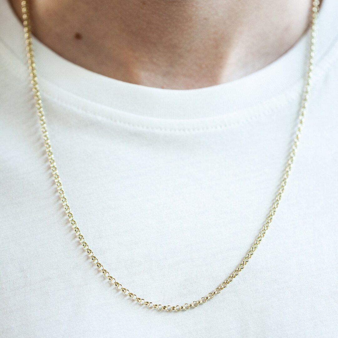 Men's Jewelry Real Gold Cable Chain, 3.200,13inc Width, 14k Solid Gold