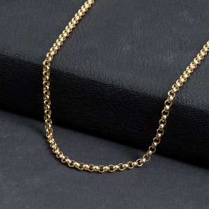 Massief 14K gouden Rolo-kabelketting, heren gouden ketting, echte 14k gouden kabelketting, dikte: 2 mm 2,50 mm 3 mm, 50 cm 20 inc 60 cm 24 inc afbeelding 1