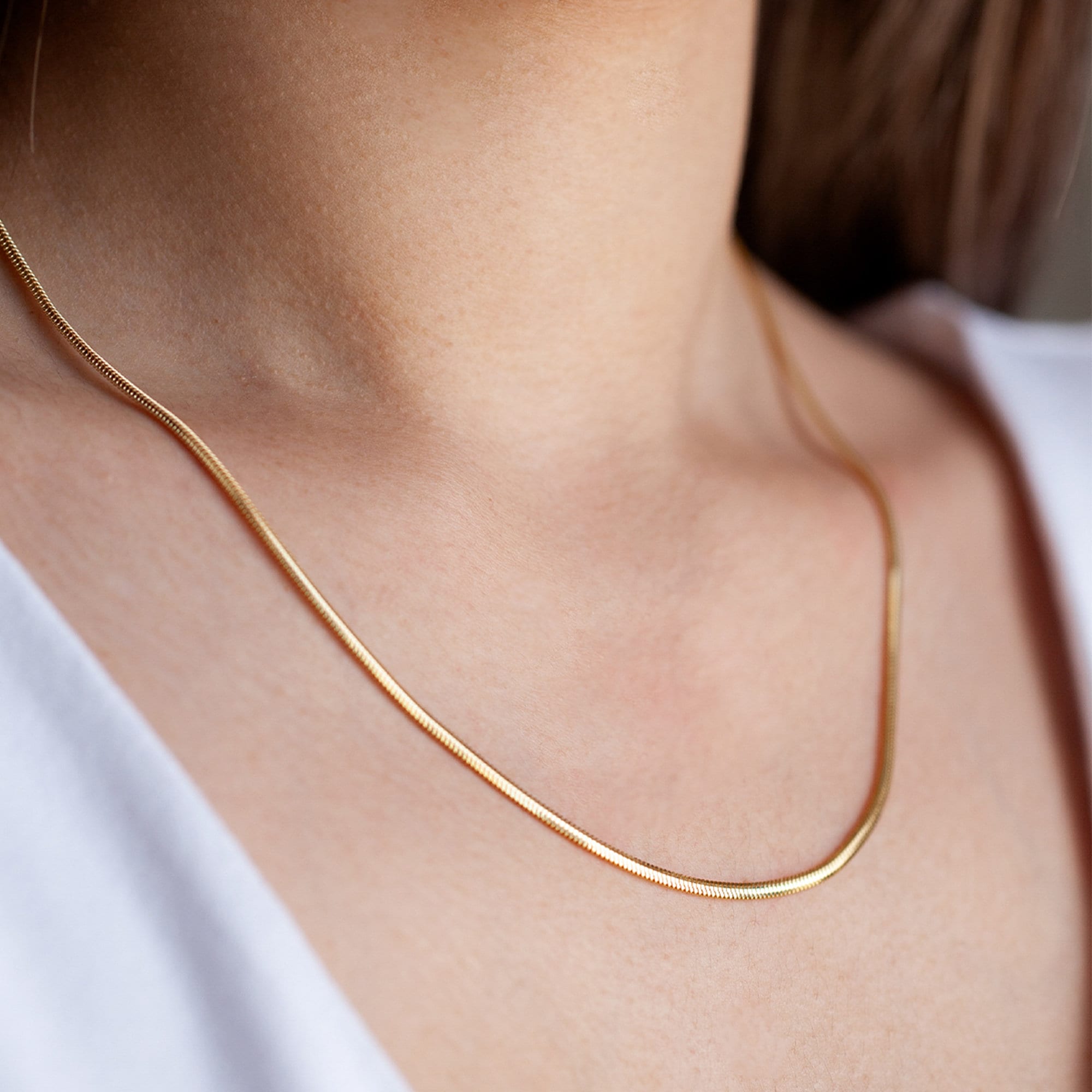 Collier chaîne serpent en or jaune massif 14 carats (20 pouces) | Style plat de 2,15 mm