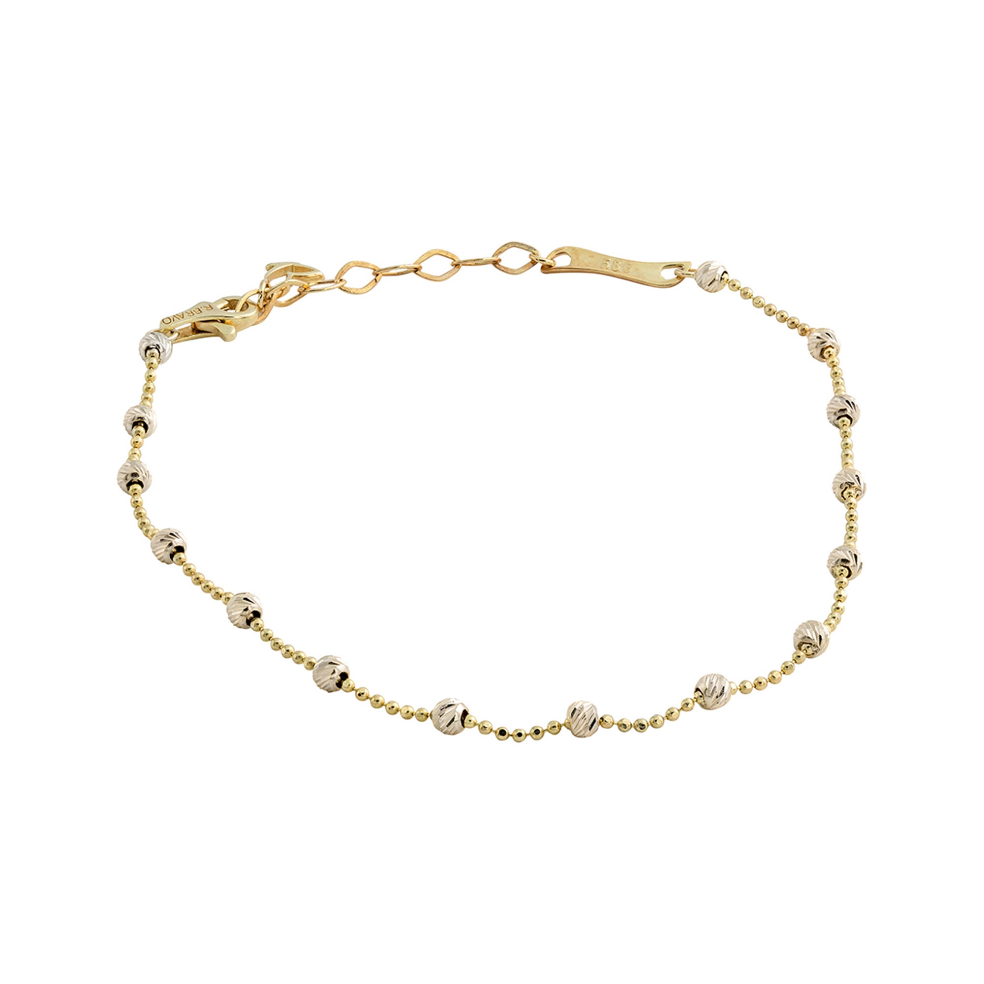 9ct White Gold Ball & Chain Adjustable Bracelet
