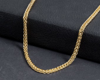 14K geelgouden vossenstaartketting voor heren/gouden kettingketting voor heren/1,50 mm breedte Palma-ketting
