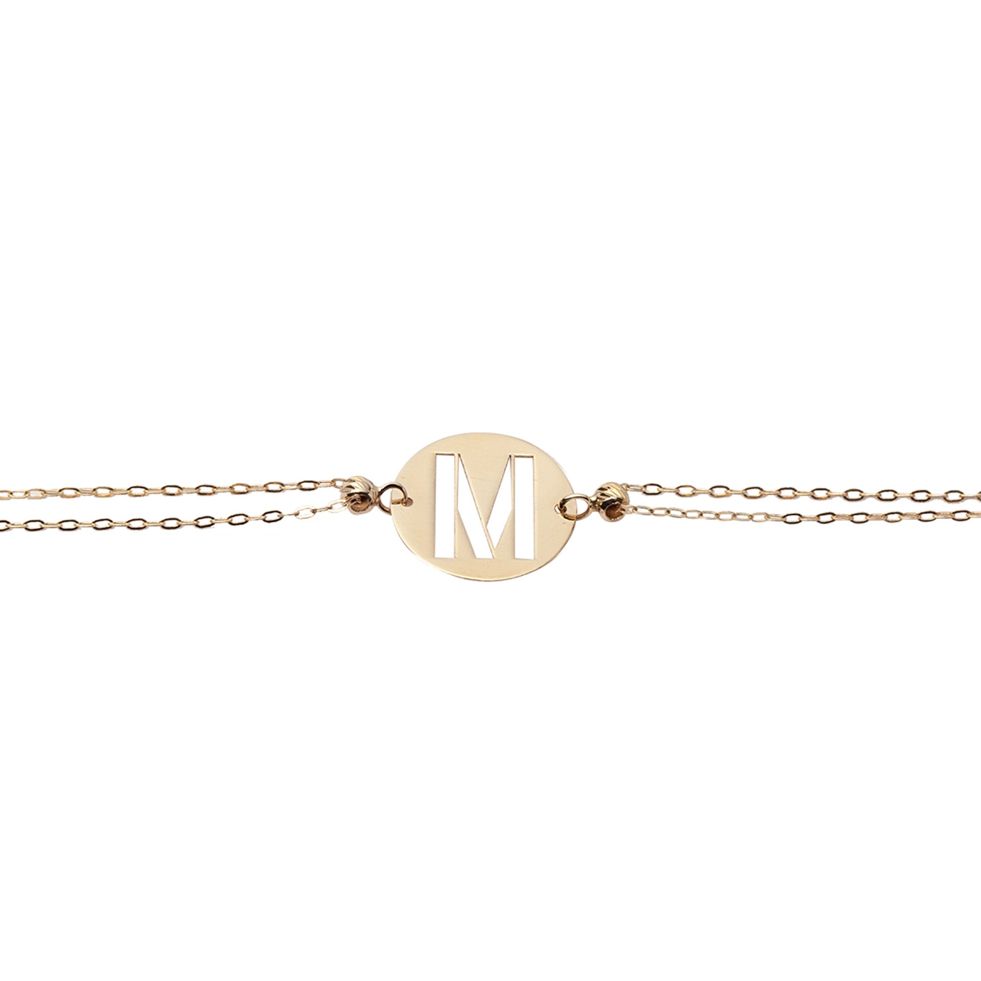 RCM10901-0925 14K Gold Initial M Bolo Bracelet