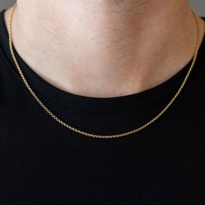 Cadena de cable Rolo de oro sólido de 14K, cadena de oro para hombres, collar de cadena de cable de oro real de 14k, espesor: 2 mm 2,50 mm 3 mm, 50 cm 20 inc 60 cm 24 inc imagen 7
