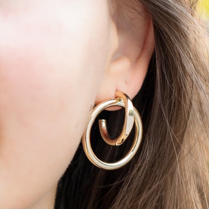 14K Gelbgold Creolen, einzigartiges Design Bold Creolen, Geschenk für sie, Maximalist Schmuck, Chunky Gold Ohrringe