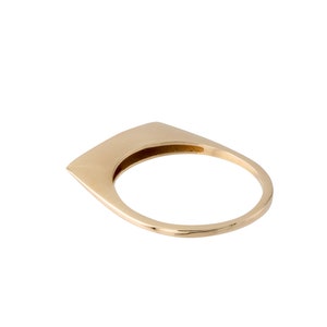 14k Solid Gold Edge Ring Dainty Geometric Ring Women Designer Chunky Ring Gold Thick Band Statement Ring image 4