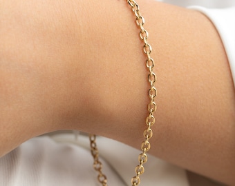 14k Yellow Gold Cable Chain Bracelet | Delicate Women's Jewelry