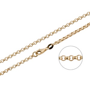 Massief 14K gouden Rolo-kabelketting, heren gouden ketting, echte 14k gouden kabelketting, dikte: 2 mm 2,50 mm 3 mm, 50 cm 20 inc 60 cm 24 inc afbeelding 9