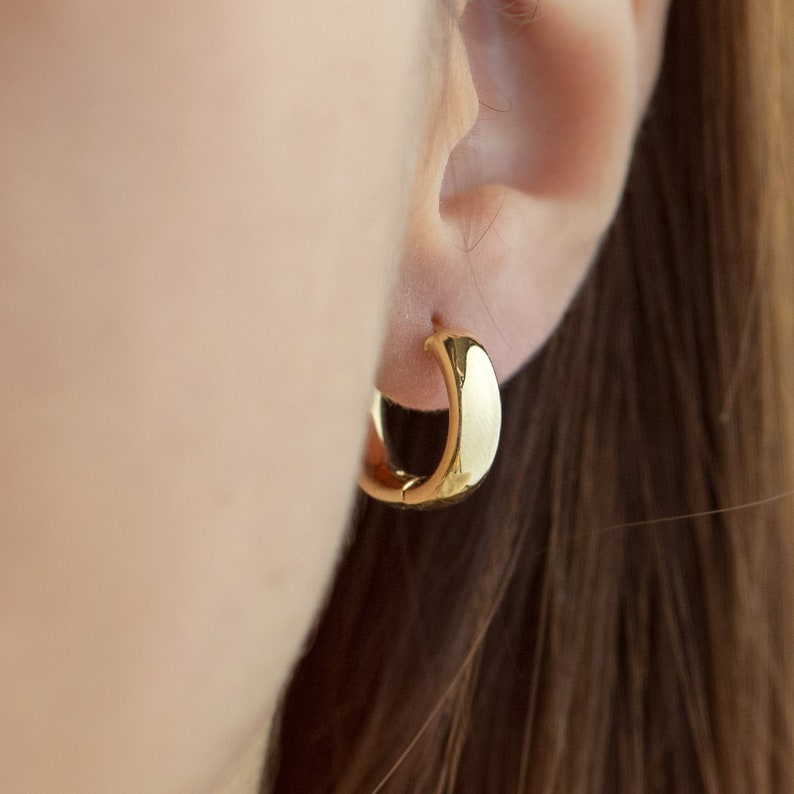 14K Solid Gold Hoop Earrings Diameter 16mm 5mm Thick Bold - Etsy