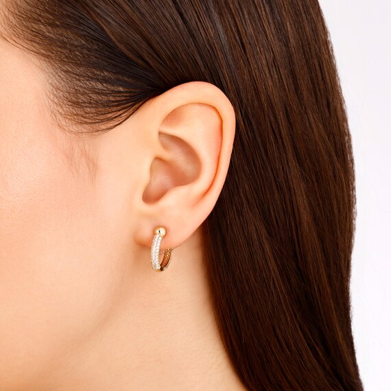 Parure Minimalista in Oro Giallo 14K con Zirconi – Orecchini e Collana – GIOIELLO ITALIANO