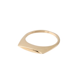 14k Solid Gold Edge Ring Dainty Geometric Ring Women Designer Chunky Ring Gold Thick Band Statement Ring image 3