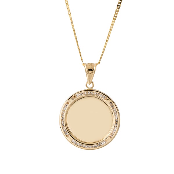 14K Solid Gold Circle Shape Locket, 14k Yellow Gold Personalized Pendant, Minimalist Engraved Gifts, Name or Letter Round Pendant