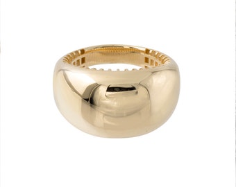 thumbnail image 2 of PAVOI 14K Gold Plated Chunky Dome Ring - Thick Puffy Signet Ring, Stackable Statement Ring For Women & Men (7mm Wide) 2 of 12
