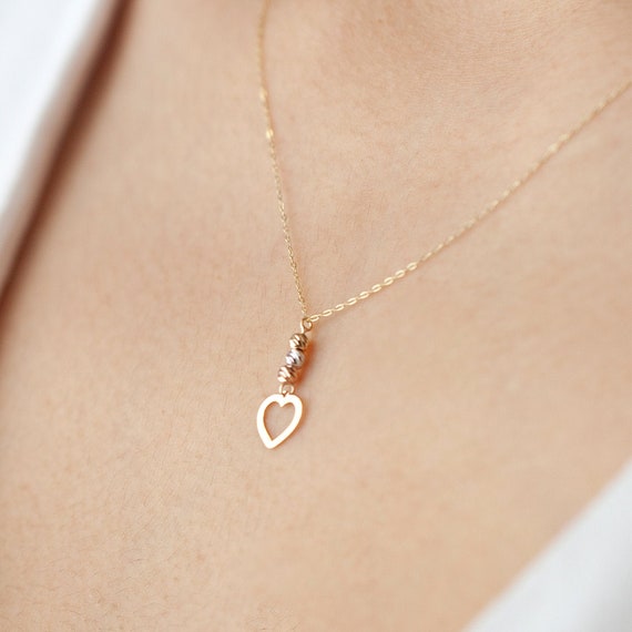 Charm Necklace Heart Gold Necklace Gift 