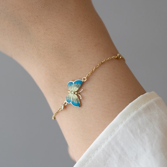 Sparkle Butterfly Silver & Blue Marquise Bracelet