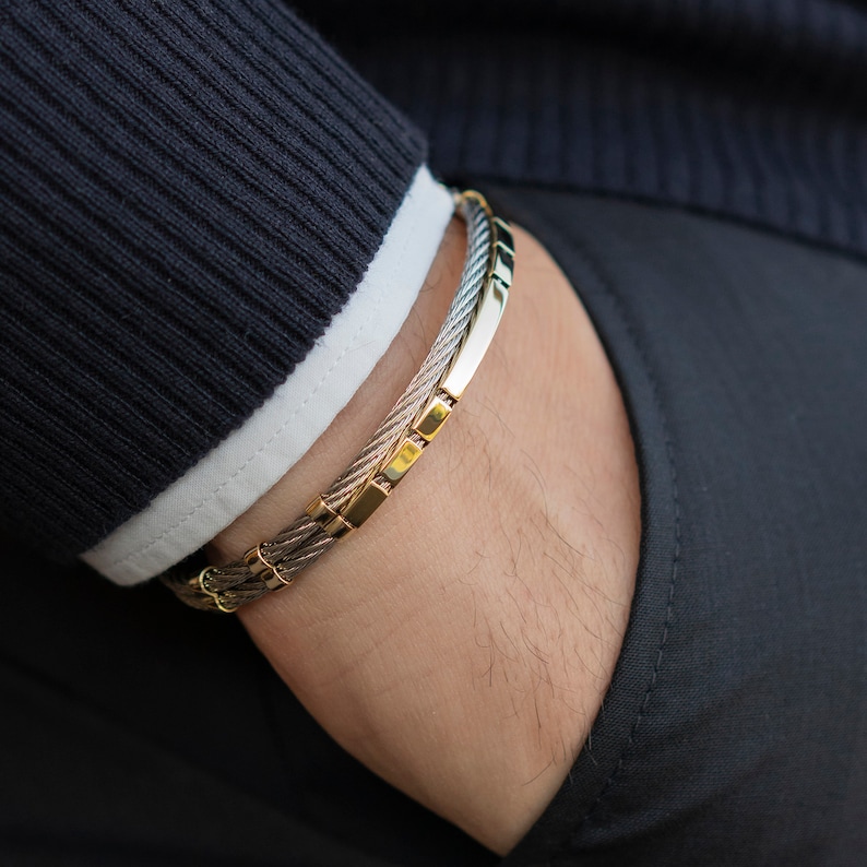 Men's Gold Bracelet 14k Solid Gold Open Cuff Bangle Etsy