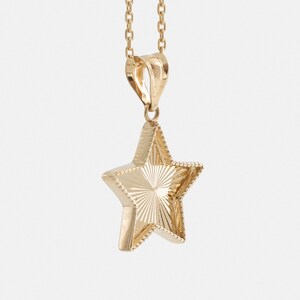 14K Yellow Gold Necklace, Shiny Star Gold Necklace, Solid Gold Necklace, Star Retro Pendant, Sunburst Celestial Jewelry for Women image 6