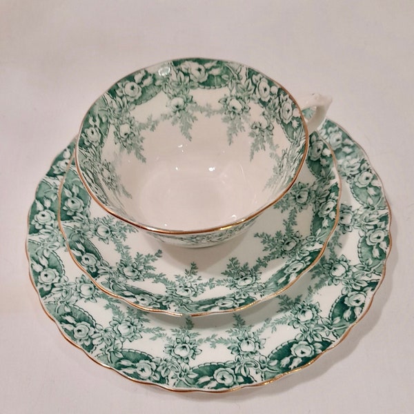 Edwardian trio / Edwardian cups and saucers / Afternoon tea / Period dining / Downton Abbey style / Tuscan China / Green and white tea cup