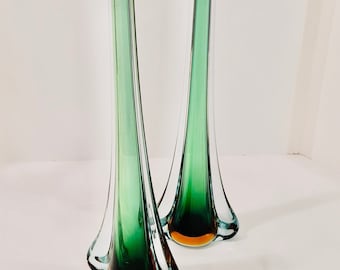 Large vases / 1960s Italian vases / Mid-century home / Collectable glass / Italian glass vases / Green glass vases / Retro home / 1960s
