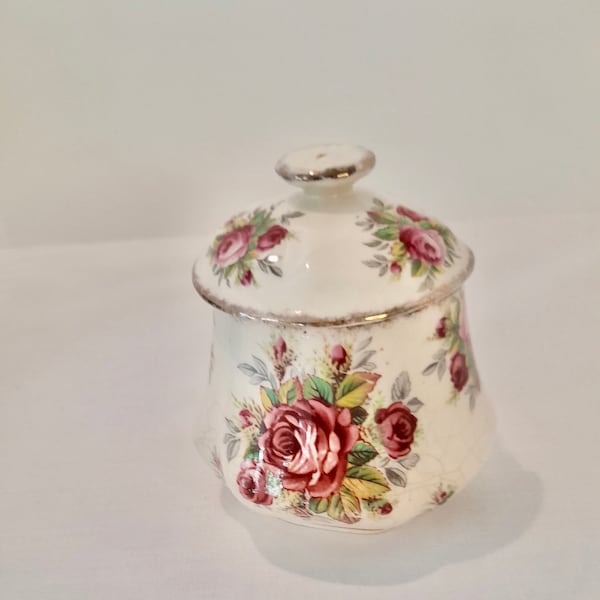 Jam pot / 1950s jam pot / Kitchenalia / Floral jam pot / Chintz jam pot / 1950s kitchen / 1950s home / Vintage jam pots / Afternoon tea idea