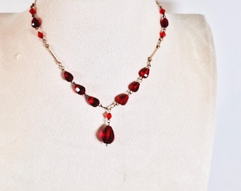 Red bead 1950s necklace for Christmas and the party season