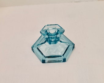 Art Deco candle holder / Torquoise glass / Art Deco home / Period living / Art Deco home / Candle holders / 1920s home / 1920s candle holder