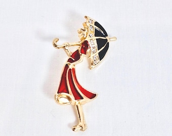 Brooches / Girl and an unbrella brooch / Fun brooches / Bridesmaid's gifts