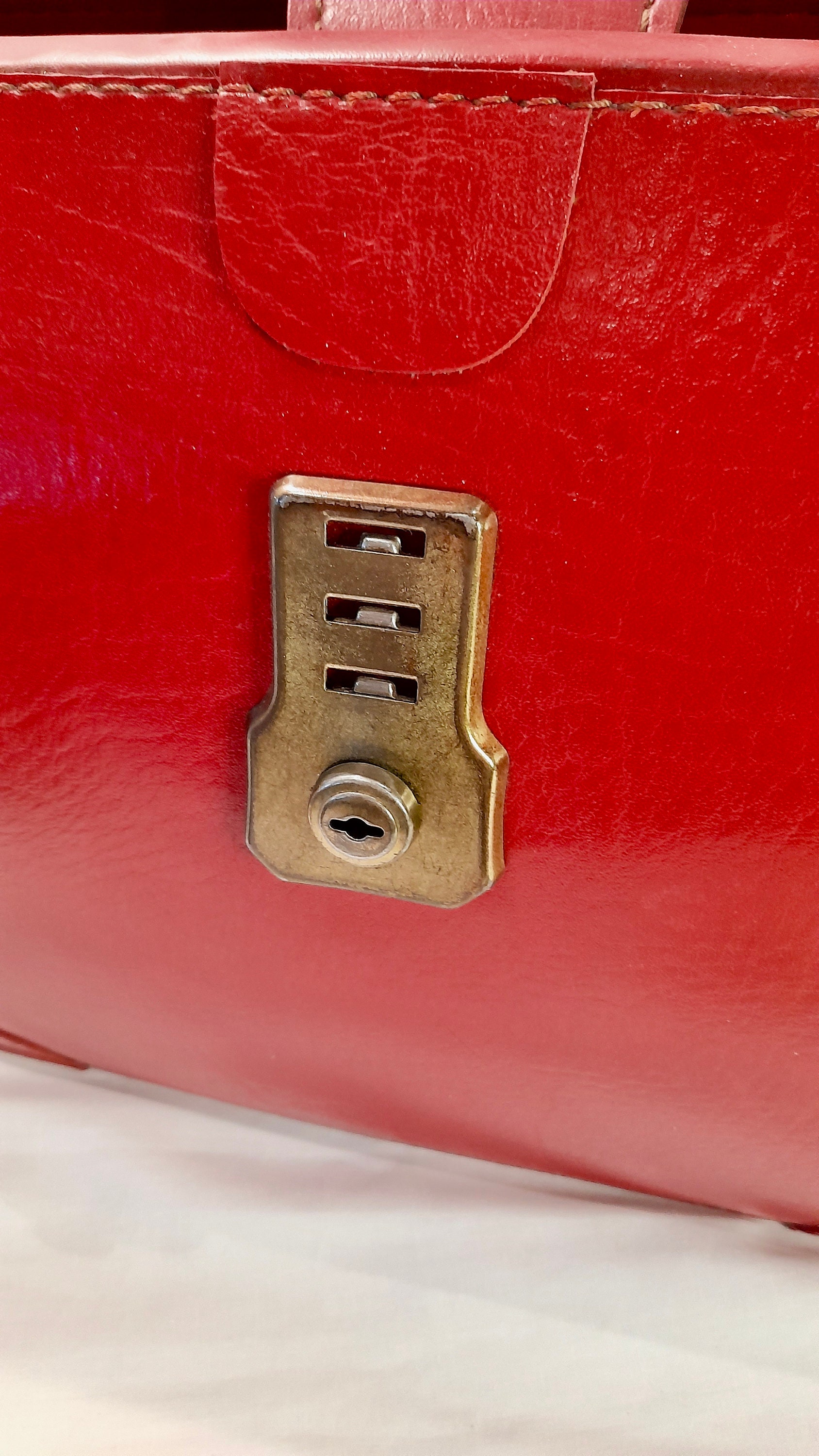 Red Leather Briefcase / Red Leather Bags / Overnight Bag / Ladies