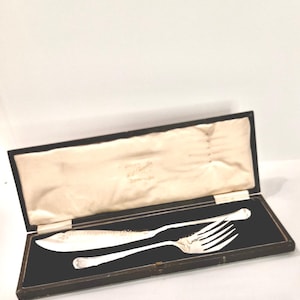 Edwardian Silver Plate fish set / Fish slice / Flatware / Fine dining / Period living / Downton Abbey style / Fish slice set in box