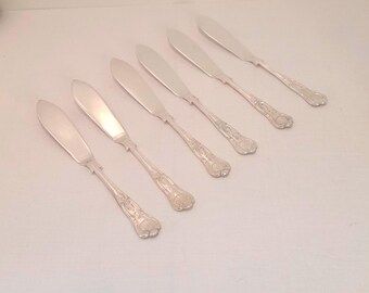 Vintage Silver Plate Fish Slicers, Downton Abbey Style, Set of 6